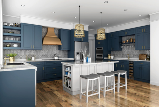 Buy most stylish blue kitchen cabinets from Nuform